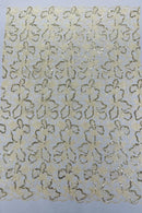 Small Flower Sequins Lace Fabric - Light Gold - Embroidered Floral Pattern Fabric with Sequins on Lace By Yard