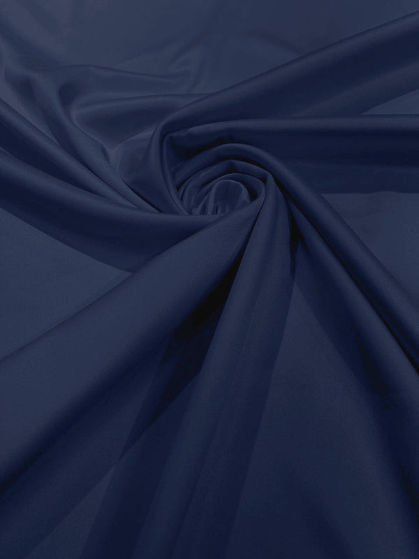 58/59" Satin Stretch Fabric Matte L'Amour - Light Navy - Stretch Matte Satin Fabric By Yard