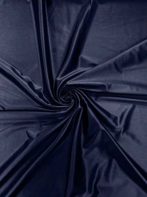 60" Heavy Shiny Satin Fabric - Light Navy Blue - Stretch Shiny Satin Fabric Sold By Yard