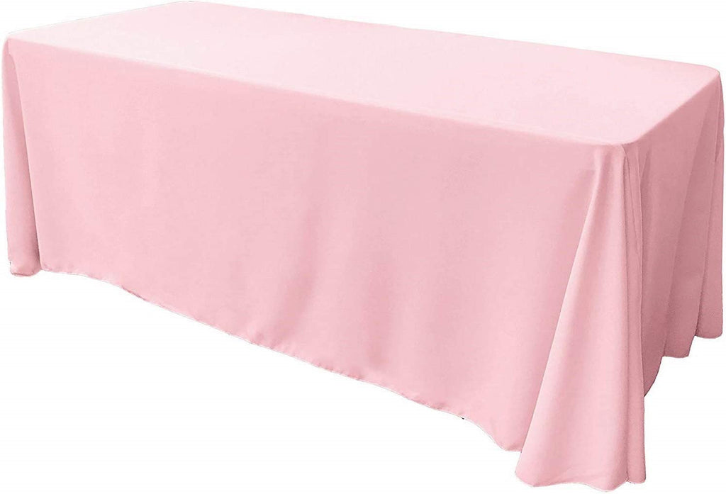90" Solid Tablecloth - Light Pink - Polyester Poplin Rectangular Full Table Cover (Pick Size)