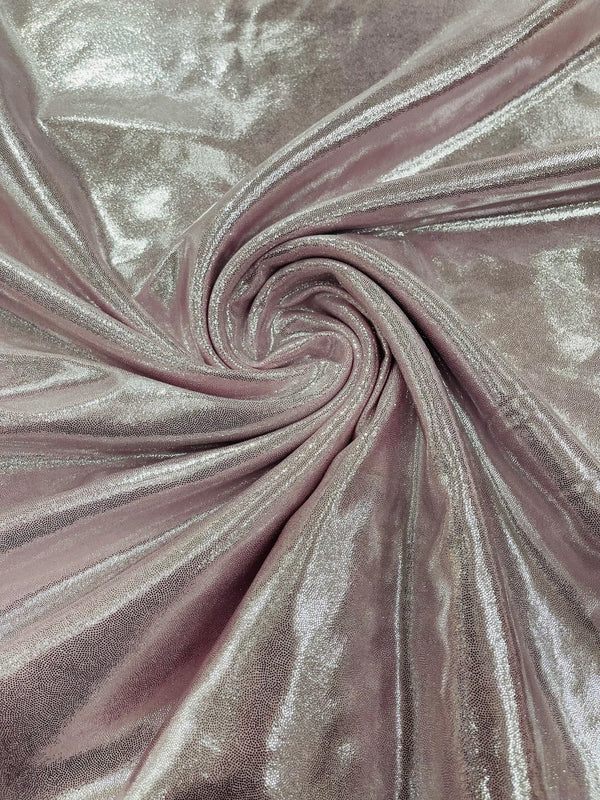 Foil Metallic Spandex Fabric - Light Pink - Shiny Metallic Foil Spandex Fabric by Yard