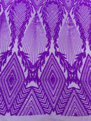 Triangle Sequin Fabric - Light Purple - Geometric Designs Spandex Mesh By Yard