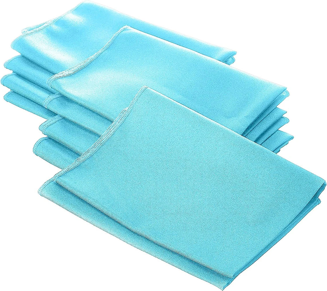 18" x 18" Polyester Poplin Napkins - Light Turquoise - Solid Rectangular Polyester Napkins