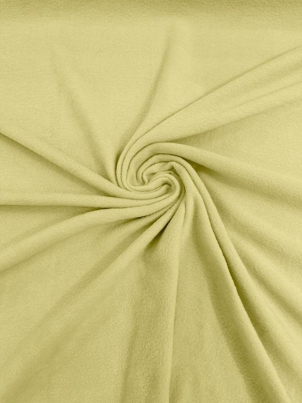 58" Soft Solid Polar Fleece Fabric - Light Yellow - Anti-Pill Soft Polar Fleece Fabric Sold by Yard