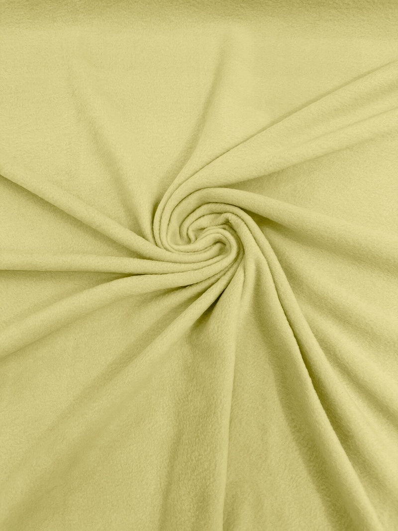 58" Soft Solid Polar Fleece Fabric - Light Yellow - Anti-Pill Soft Polar Fleece Fabric Sold by Yard