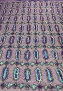 Geometric Stretch Sequin - Fancy Gem Jewel Design on Mesh Pick Color - 25 Yard Roll