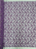 Corded Sequins Flower Lace - Lilac - Corded Floral Lace With Sequins Sold By Yard