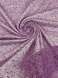 3D Beaded Mesh Fabric - Lilac - Embroidered Beaded Lace Mesh Fabric with Small Sequins Sold By Yard
