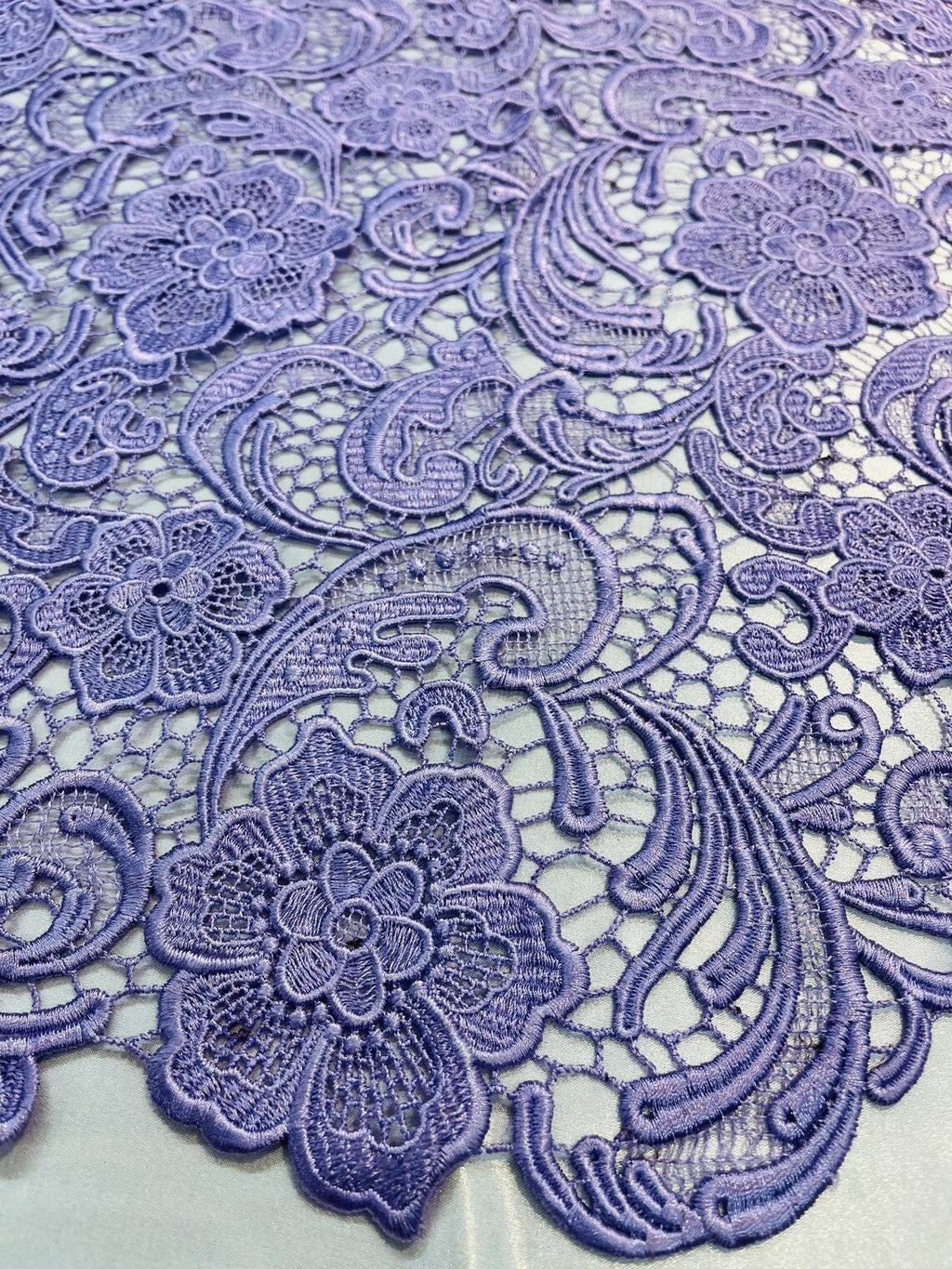 Guipure Lace Fabric - Lilac - Floral Bridal Lace Guipure By Yard