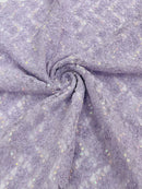 Floral Pearls and Sequins Fabric - Lilac - Beaded Fabric Embroidered Lace By The Yard