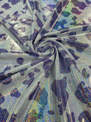 Cow Print Design Spandex - Lilac - Holographic Print Poly Spandex 4 Way Stretch Fabric By Yard