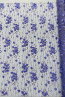 3D Glitter Floral Fabric - Lilac - 3D Flowers with Sequins and Glitter on Mesh Sold By Yard