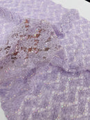 Floral Pearls and Sequins Fabric - Lilac - Beaded Fabric Embroidered Lace By The Yard