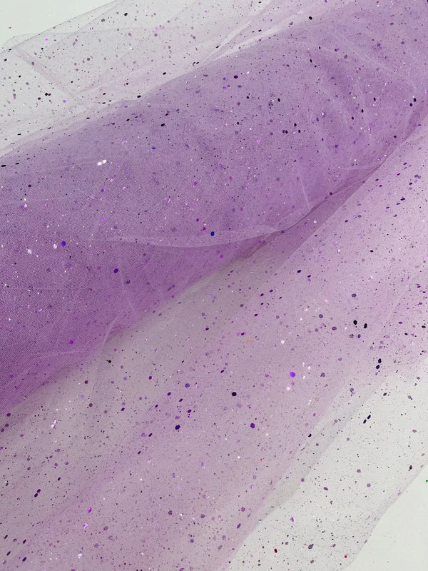 Sparkling Glitter Tulle Fabric - Lilac - Sparkling Glitter Tulle Mesh Fabric Sold By Yard