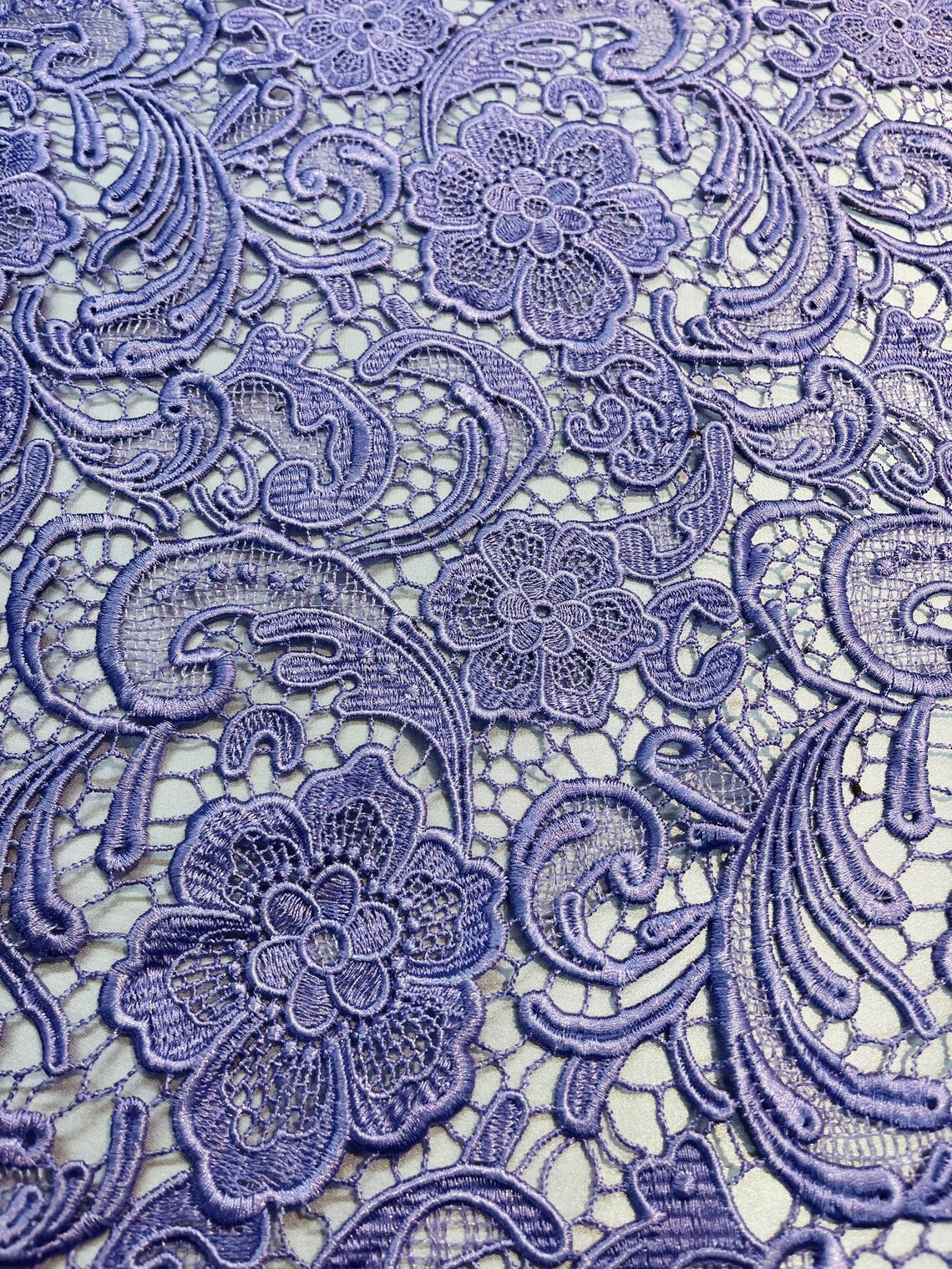 Guipure Lace Fabric - Lilac - Floral Bridal Lace Guipure By Yard