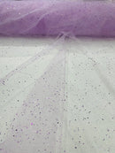 Sparkling Glitter Tulle Fabric - Lilac - Sparkling Glitter Tulle Mesh Fabric Sold By Yard