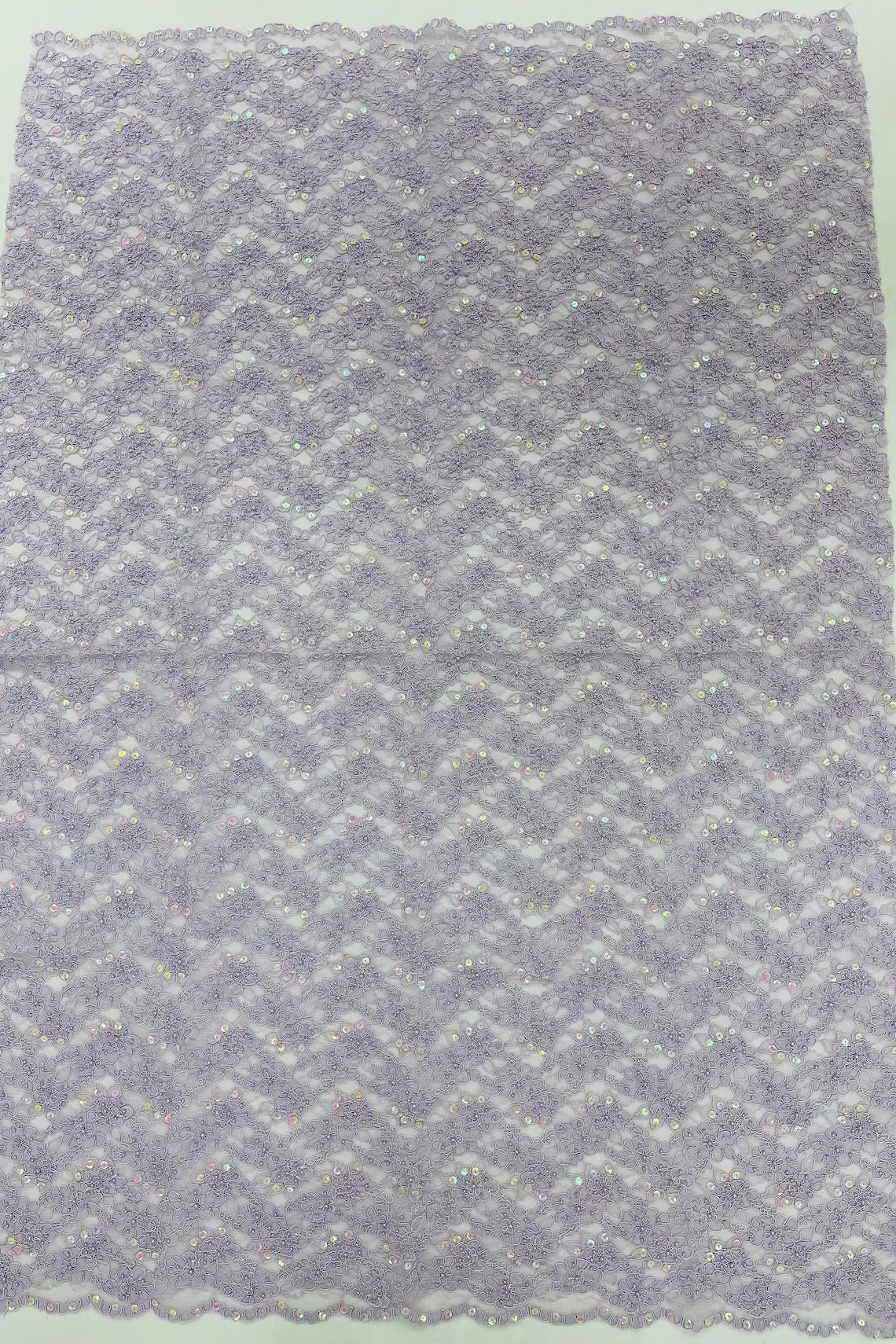 Floral Pearls and Sequins Fabric - Lilac - Beaded Fabric Embroidered Lace By The Yard
