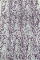 Tulle Glitter Fancy Line Fabric - Lilac - Tulle Fabric with Sparkle Glitter Design Sold By Yard