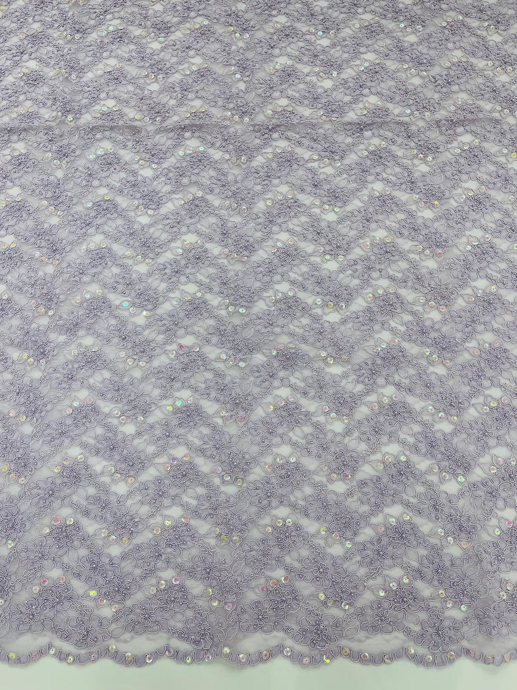 Floral Pearls and Sequins Fabric - Lilac - Beaded Fabric Embroidered Lace By The Yard