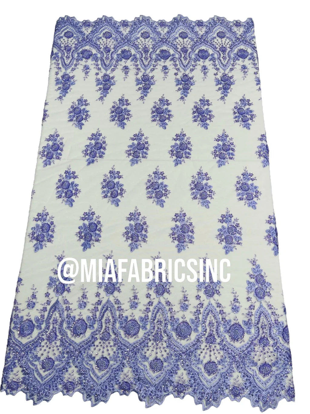 Round Flower Beaded Fabric - Lilac - Embroidered Fashion Design Beads and Sequins On Mesh by The Yard