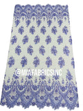 Round Flower Beaded Fabric - Lilac - Embroidered Fashion Design Beads and Sequins On Mesh by The Yard