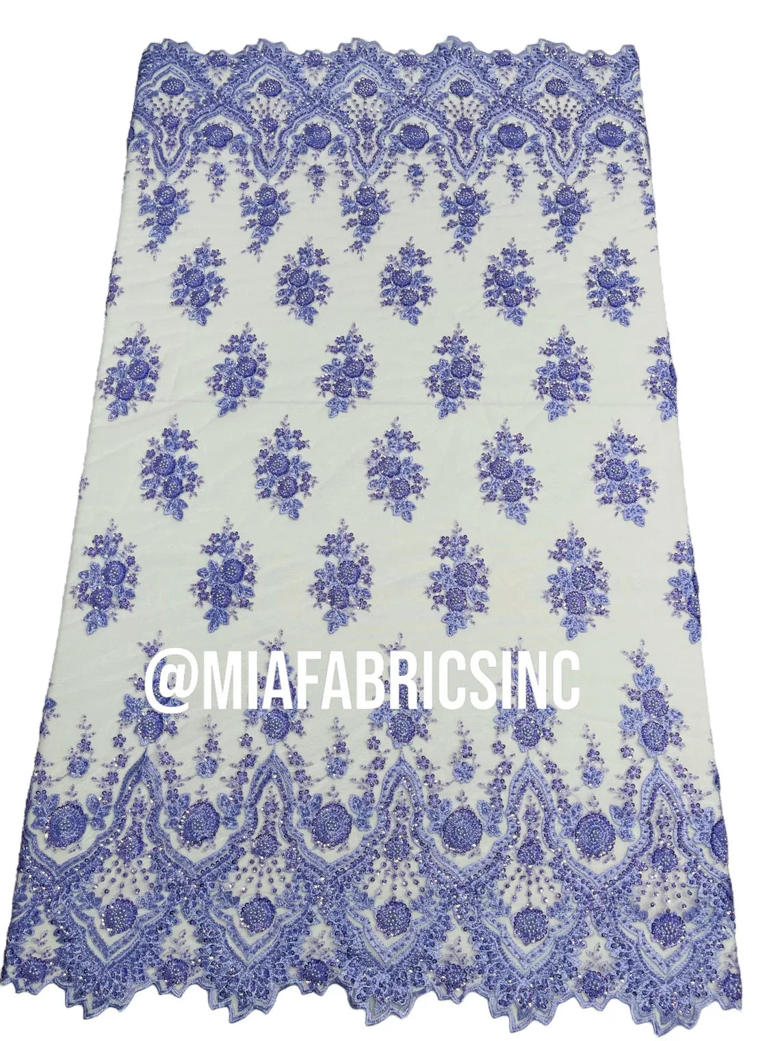 Round Flower Beaded Fabric - Lilac - Embroidered Fashion Design Beads and Sequins On Mesh by The Yard