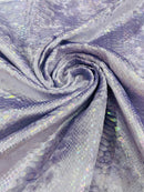 Anaconda Stretch Velvet - Lilac Iridescent - 58/60" Stretch Velvet Fabric with Anaconda Snake Print By Yard