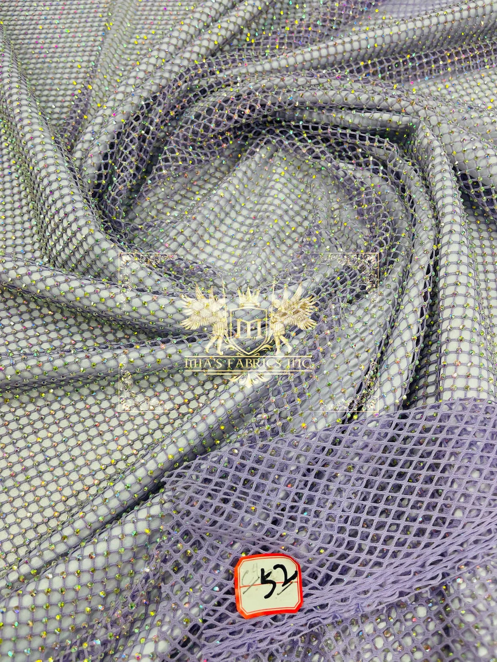 Fish Net Spandex Rhinestone Fabric - Solid Spandex Fish Net Rhinestones Fabric Sold by Yard