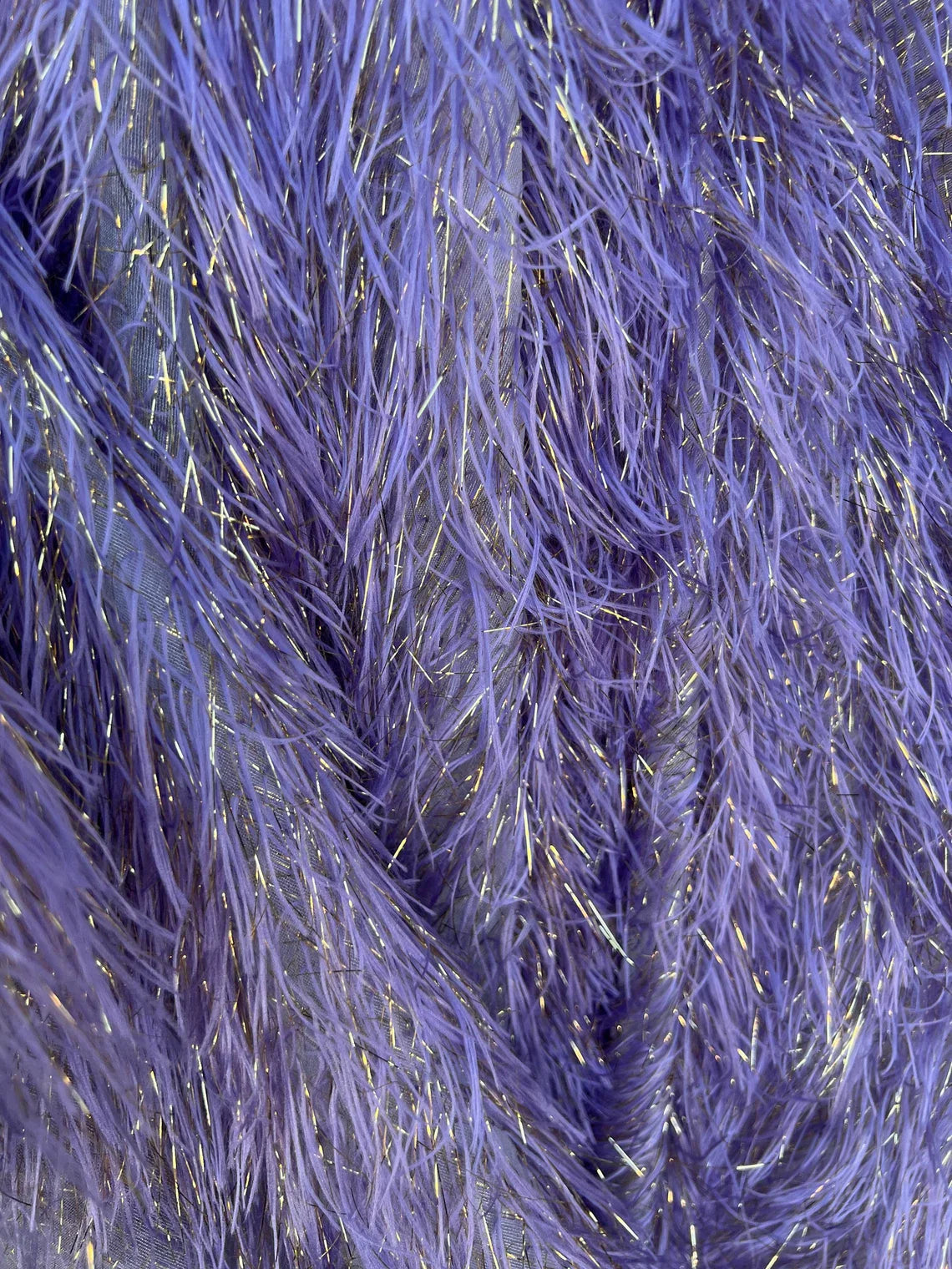 Metallic Eyelash Fabric  - Feather/Eyelash/Fringe Design on Mesh Sold By Yard
