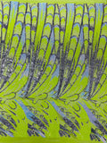 Multi-Color Sequins Design - Lime / Aqua / Silver - 4 Way Stretch Sequins Fabric By The Yard