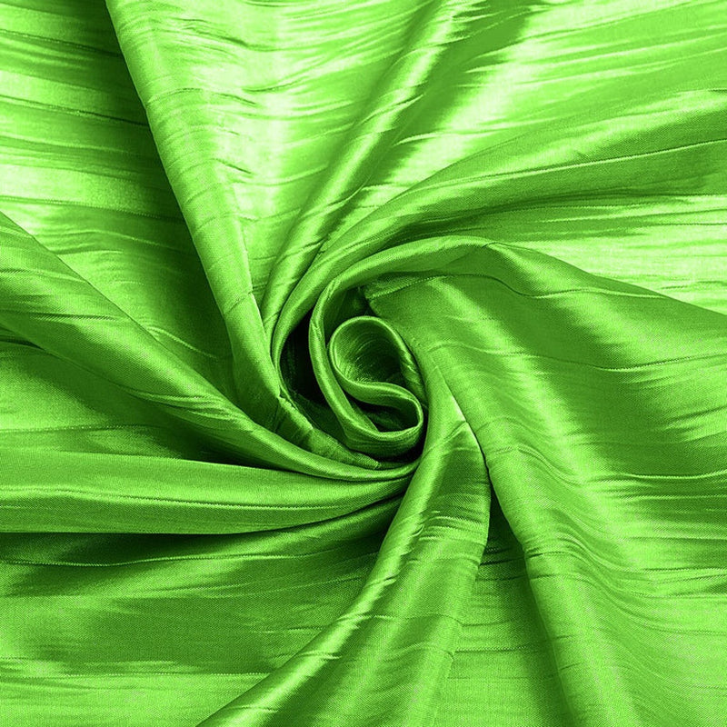 54" Crushed Taffeta Fabric - Lime Green - Crushed Taffeta Creased Fabric Sold by The Yard