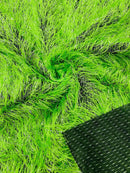 Metallic Eyelash Fabric - Lime Green / Silver - Feather/Eyelash/Fringe Design on Mesh By Yard