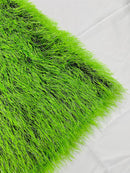 Metallic Eyelash Fabric - Lime Green / Silver - Feather/Eyelash/Fringe Design on Mesh By Yard