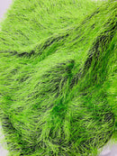 Metallic Eyelash Fabric - Lime Green / Silver - Feather/Eyelash/Fringe Design on Mesh By Yard