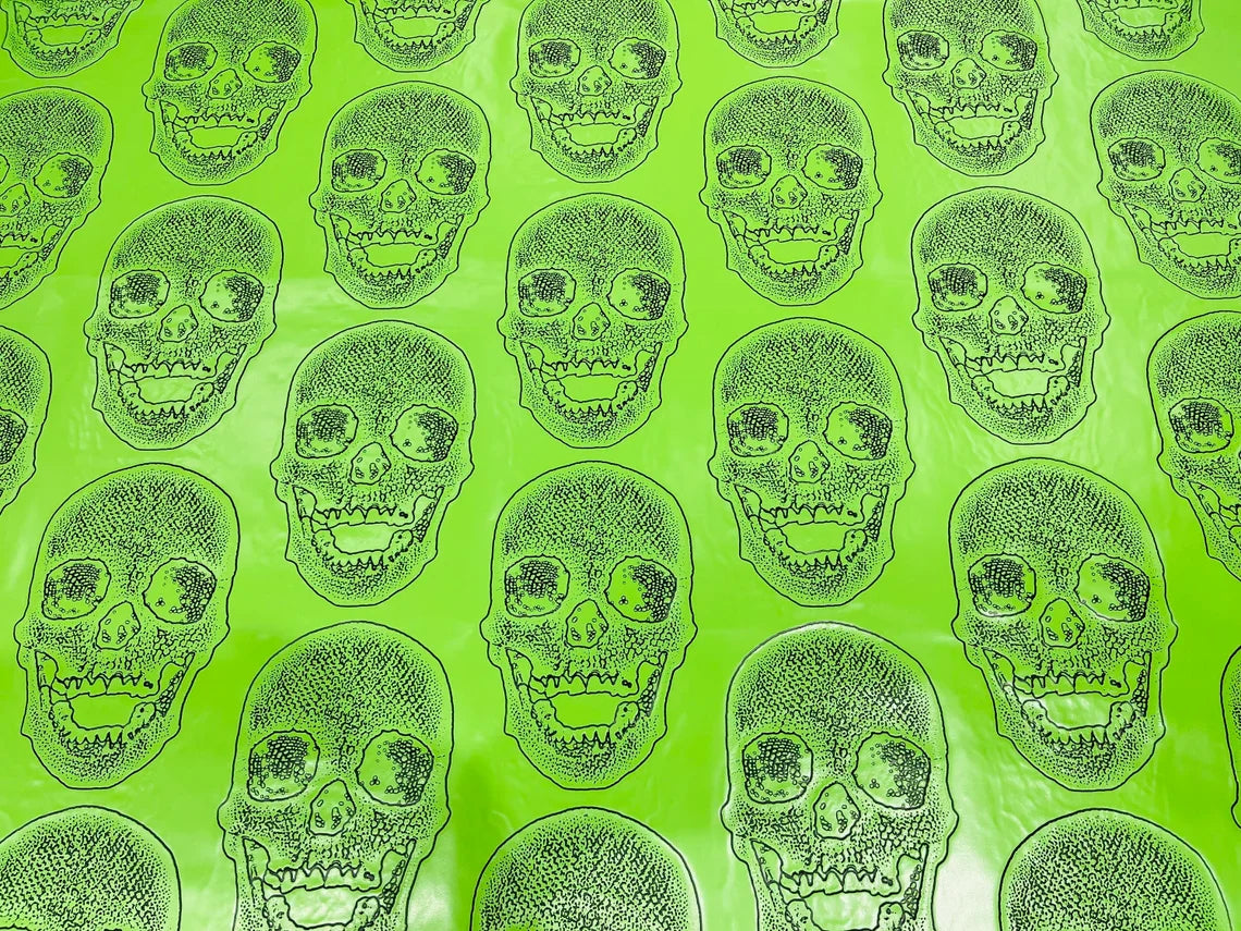 Big Skull Vinyl Fabric - Upholstery Faux Leather - Different Colors Sold By Yard