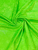 Iridescent Foggy Foil Fabric - Lime Green Iridescent - Oil Slick 58/60" Stretch Foil Velvet Black Light Fabric By Yard