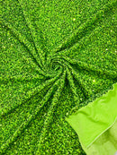 Stretch Velvet Sequins Fabric - Lime Green - Velvet Sequins 2 Way Stretch 58/60” By Yard