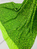 Stretch Velvet Sequins Fabric - Lime Green - Velvet Sequins 2 Way Stretch 58/60” By Yard