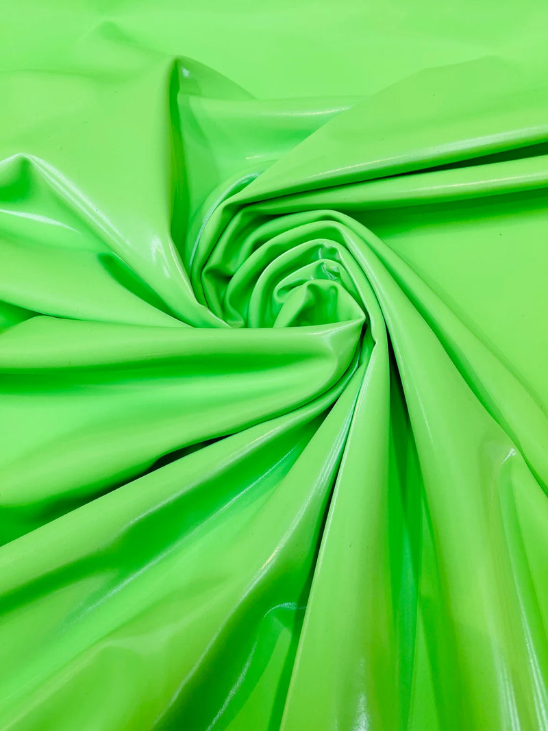 Latex Shiny Vinyl - Lime Green - 4 Way Stretch Milliskin Vinyl Spandex Latex Fabric Sold by Yard