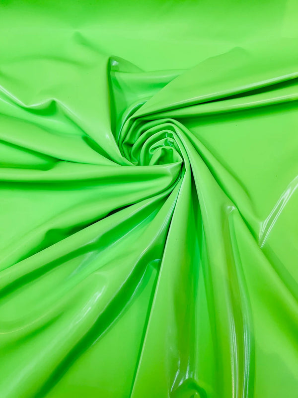 Latex Shiny Vinyl - Lime Green - 4 Way Stretch Milliskin Vinyl Spandex Latex Fabric Sold by Yard