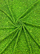 Stretch Velvet Sequins Fabric - Lime Green - Velvet Sequins 2 Way Stretch 58/60” By Yard