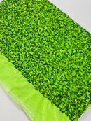 Stretch Velvet Sequins Fabric - Lime Green - Velvet Sequins 2 Way Stretch 58/60” By Yard