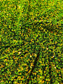 Stretch Velvet Sequins Fabric - Lime Green on Black - Velvet Sequins 2 Way Stretch 58/60” By Yard