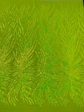 Angel Wing Sequin Design - Lime Green - Wing Patterns Embroidered with Sequins on Mesh Sold By Yard
