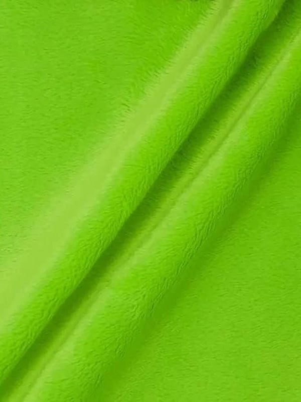 Minky Fur 3.mm Pile Fabric - Lime Green - 60" Soft Blanket Minky Fabric by the Yard