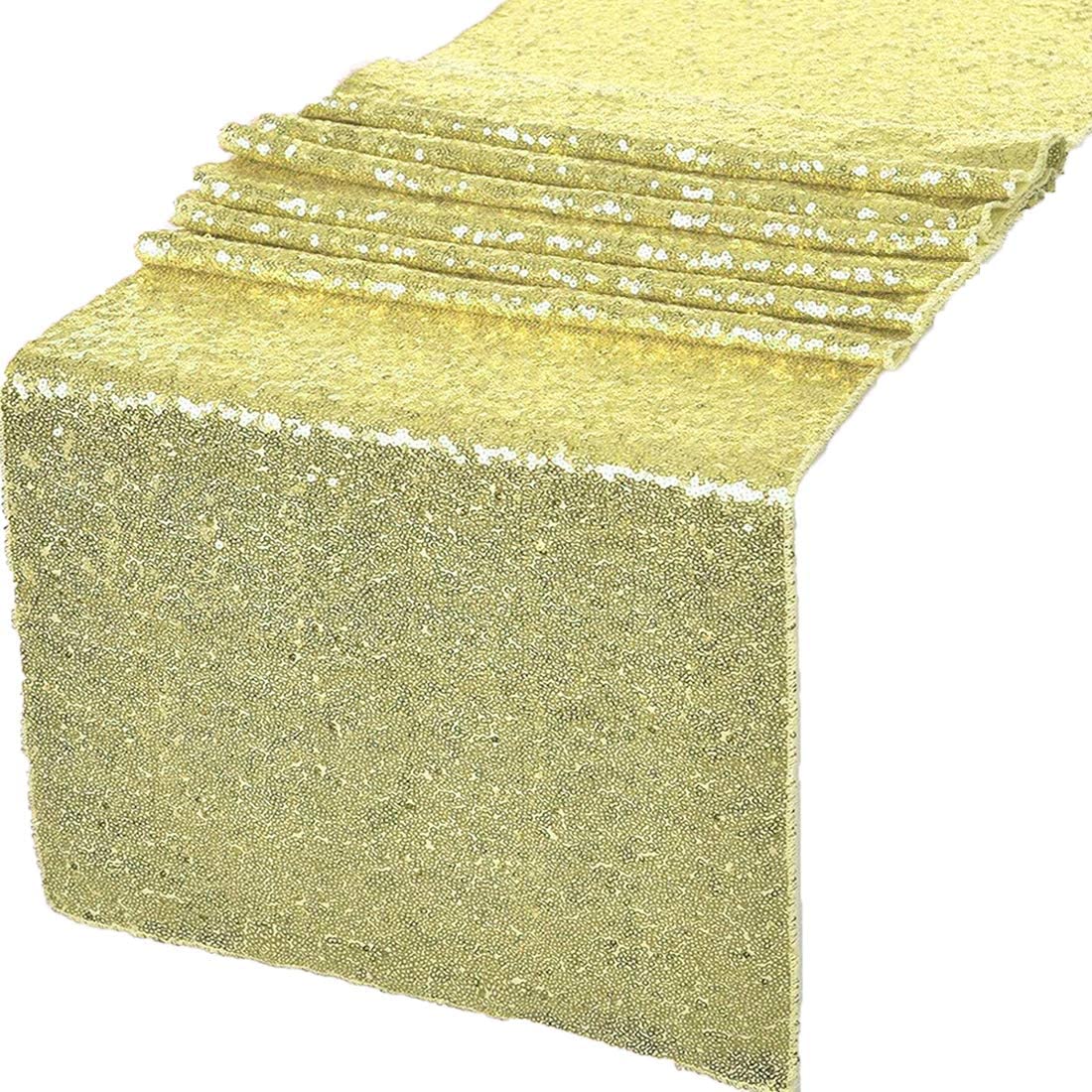 12" Sequins Table Runner - High Quality Shiny Sequin Fabric Table Runners (Pick Color & Size)