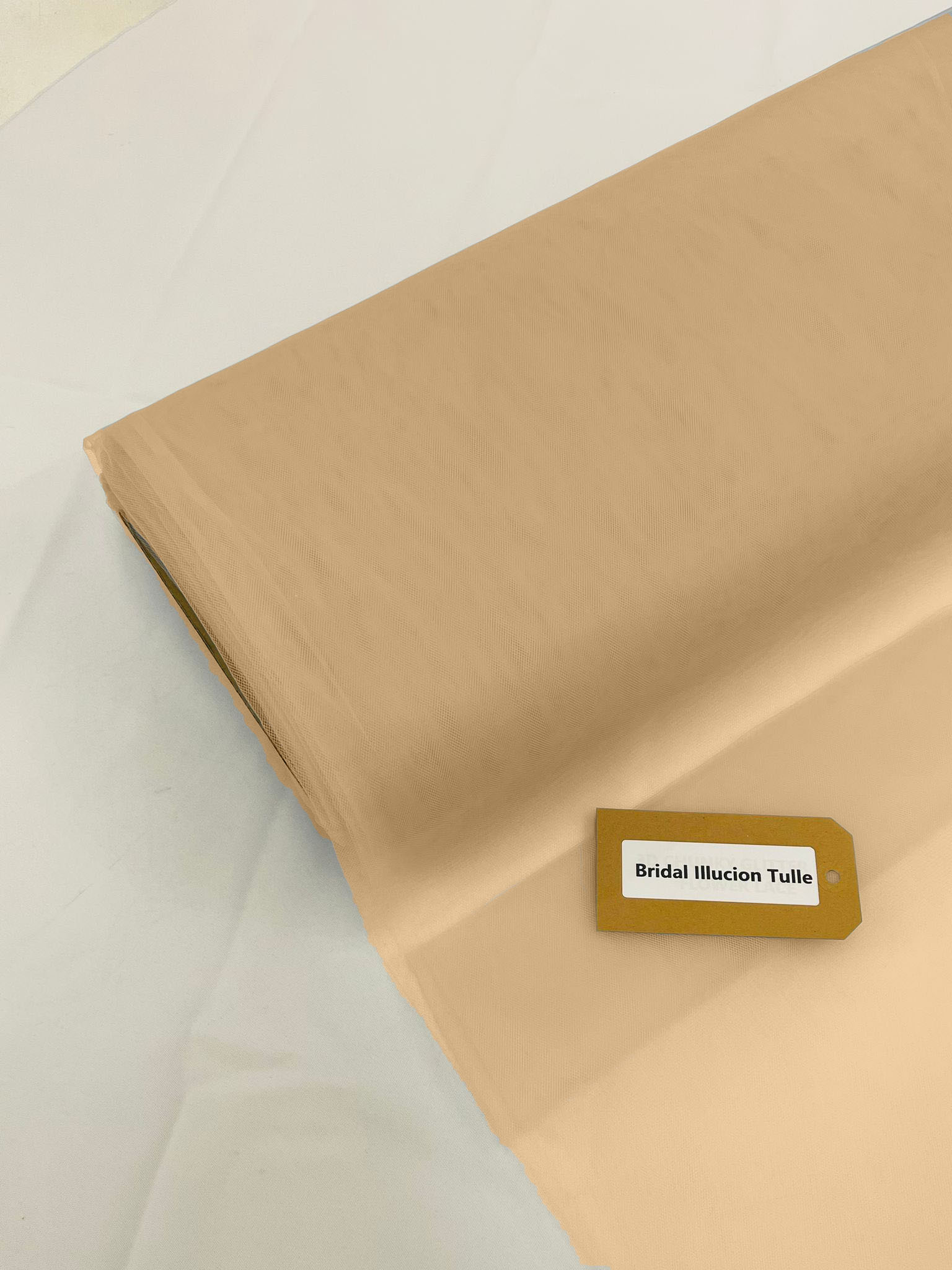 108" Tulle Illusion Fabric - Light Beige - Premium Tulle Polyester Fabric Sold By Roll of 50 Yards