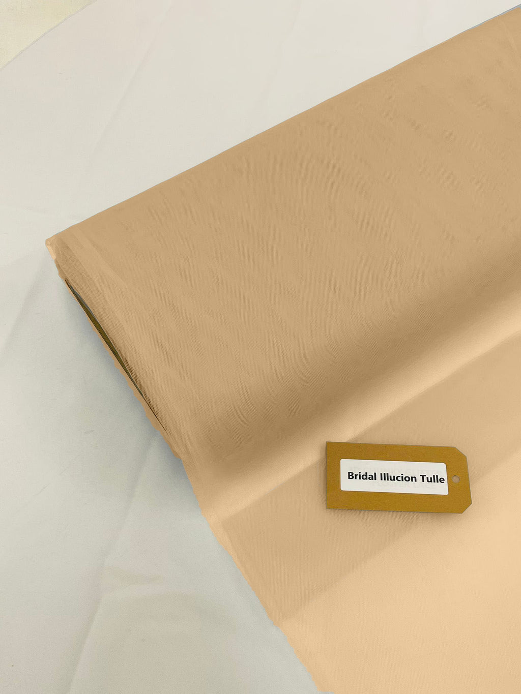 108" Tulle Illusion Fabric - Light Beige - Premium Tulle Polyester Fabric Sold By Roll of 50 Yards