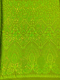 Geometric Pattern Sequins - Lime Green - 4 Way Stretch Colorful Shine Designer Sequins By Yard