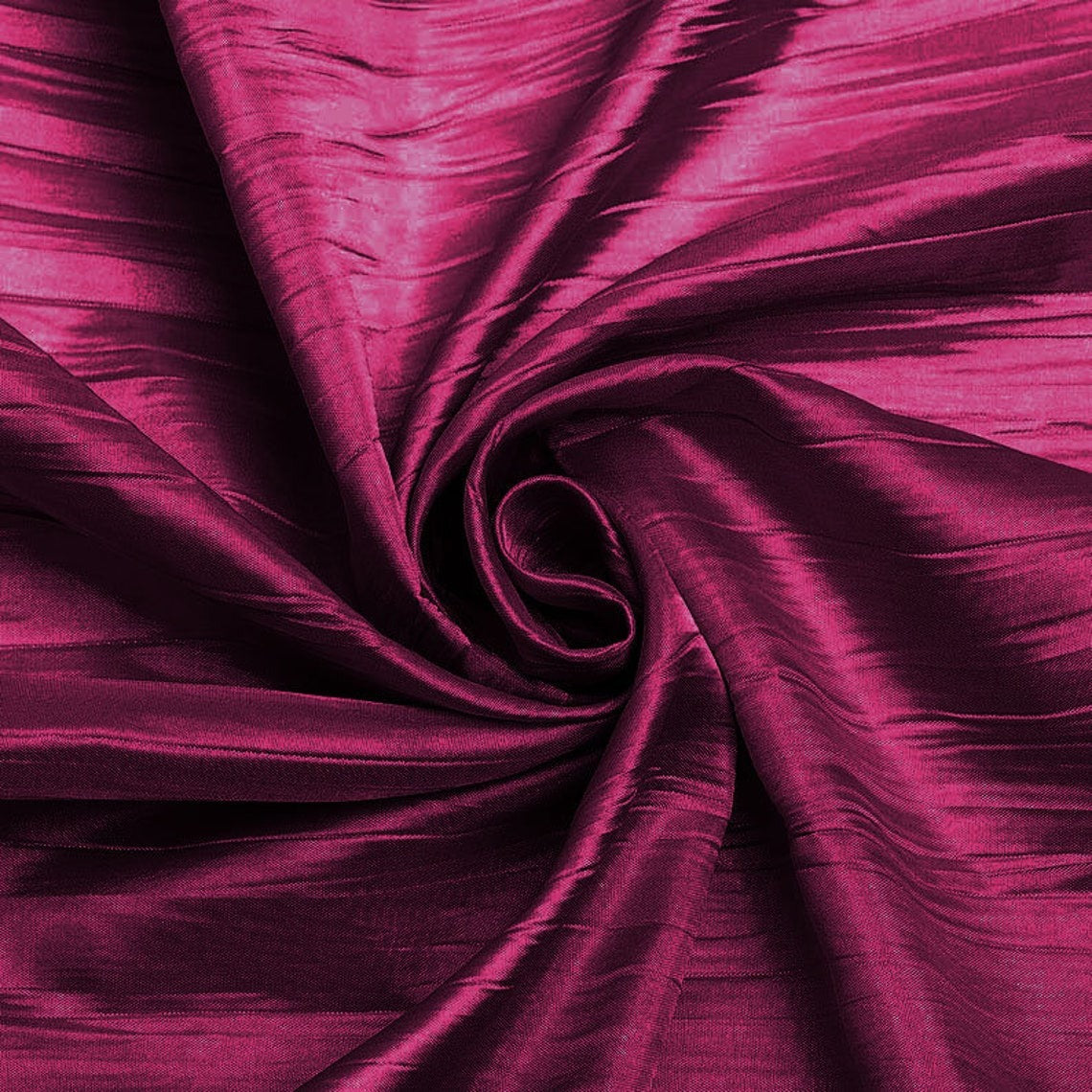 54" Crushed Taffeta Fabric - Magenta - Crushed Taffeta Creased Fabric Sold by The Yard